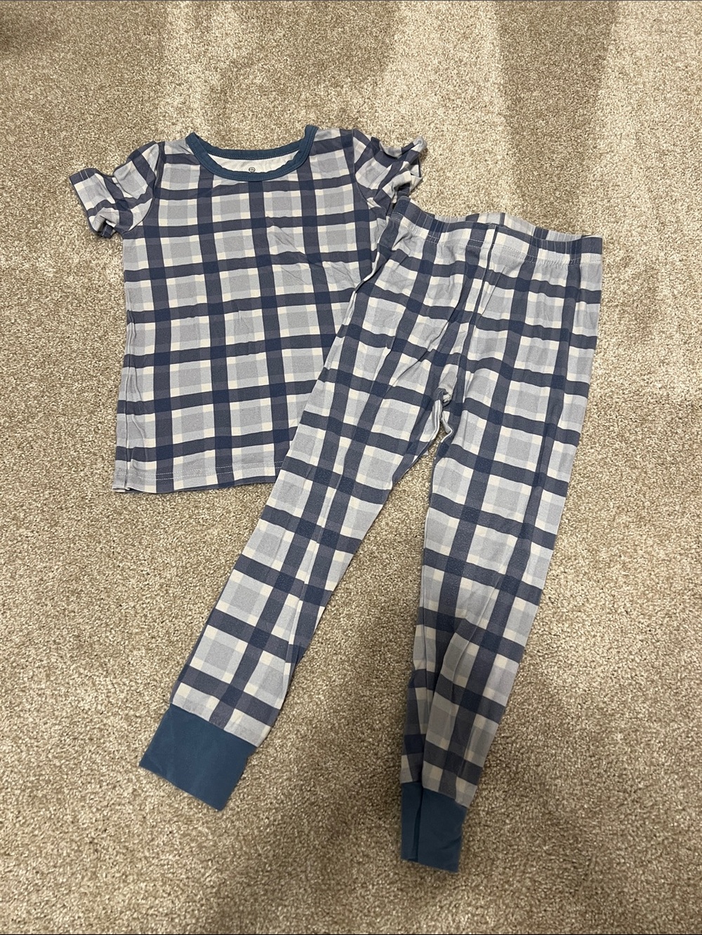 Caden Lane Navy and White Plaid Short Sleeve Pajama Set